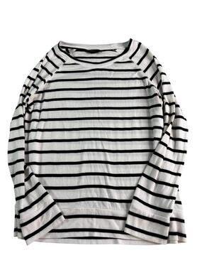 MIX by 41 Hawthorn Women's XL Black White Striped Knit Top Long Sleeve